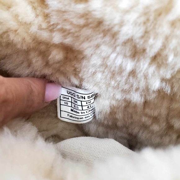 UGG Brown Sheepskin Slouch Boots With Side Button Size 10 - Picture 10 of 14